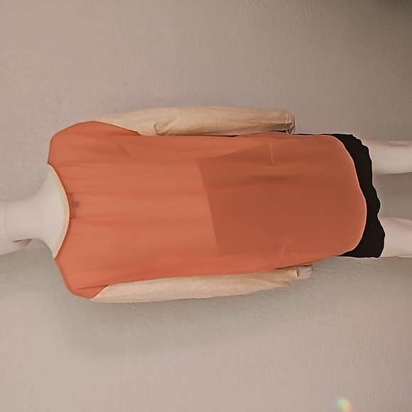 3/$30 VTG UMGEE Blush Sheer Chiffon Long Sleeve High-Low Tunic Blouse FLAWED - Picture 5 of 7